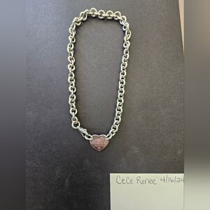 Return to Tiffany Heart Tag Chain Link Choker in Silver